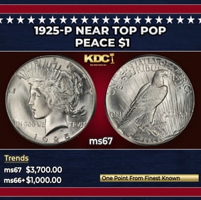 1925-p Peace Dollar Near Top Pop $1 ms67 SEGS