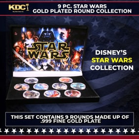 9 Coin Disney Star Wars Gold Plated Round Collection