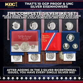 1971-1976 THE COMPLETE SILVER IKE SET Over 3.5 oz Of Pure Silver 14 Coins, 10 Sets