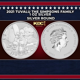 2021 Tuvalu The Simpsons Family - 1 oz Silver Round Round