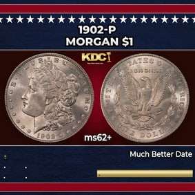1902-p Morgan Dollar $1 Grades ms62+