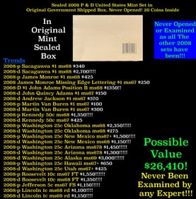 Sealed 2008 United States Mint Set in Original Government Shipped Box, Never Opened! 28 Coins