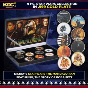 9 Coin The Mandalorian Din Djarin Disney Star Wars Gold Plated Round Collection