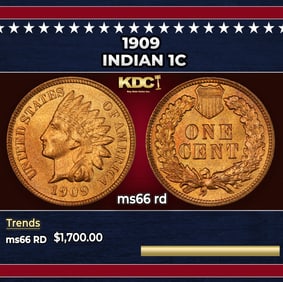 1909 Indian Cent 1c ms66 rd SEGS