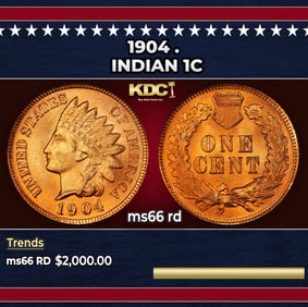 1904 Indian Cent . 1c ms66 rd SEGS