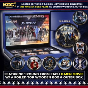 Limited Edition 8 Coin X-men Movie Gold Plated Collection In Custom WOODEN Box W/ Special Backer