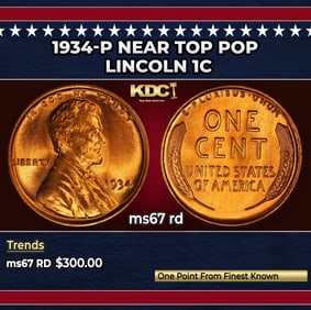 1934-p Lincoln Cent Near Top Pop 1c ms67 rd SEGS