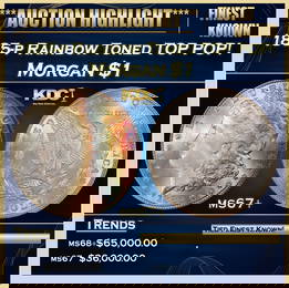 1885-p Morgan Dollar Rainbow Toned TOP POP! $1 ms67+ SEGS