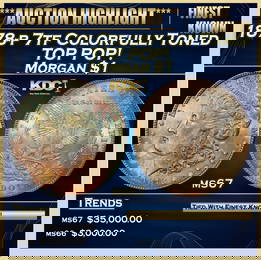 1878-p 7tf Morgan Dollar Colorfully Toned TOP POP! $1 ms67 SEGS