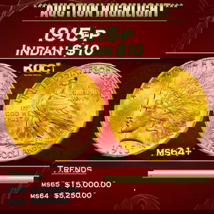 1915-p Gold Indian Eagle $10 ms64+ SEGS: 1915-p Gold Indian Eagle $10 ms64+