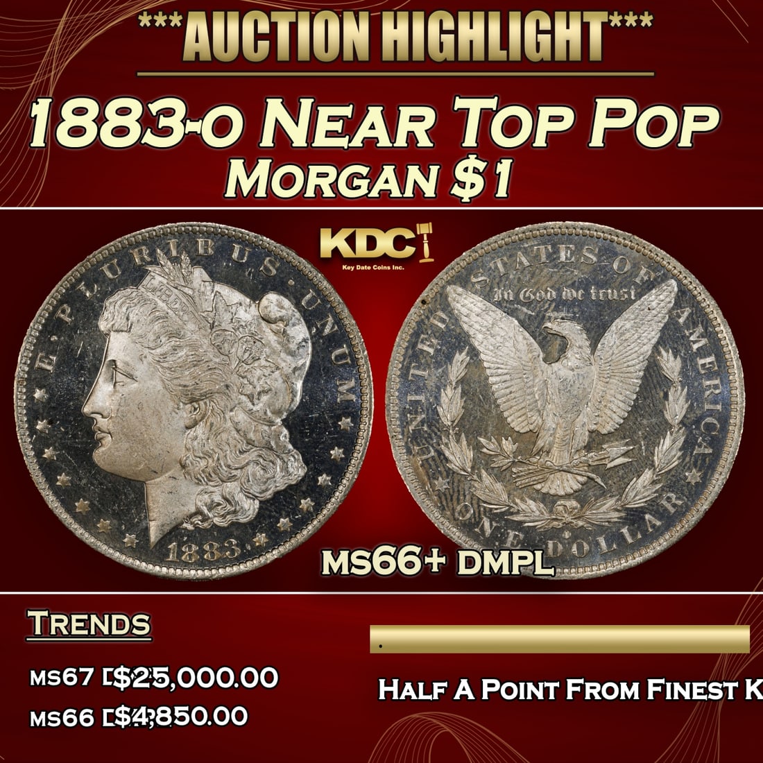 1883-o Morgan Dollar Near Top Pop $1 ms66+ dmpl SEGS (1 of 3)