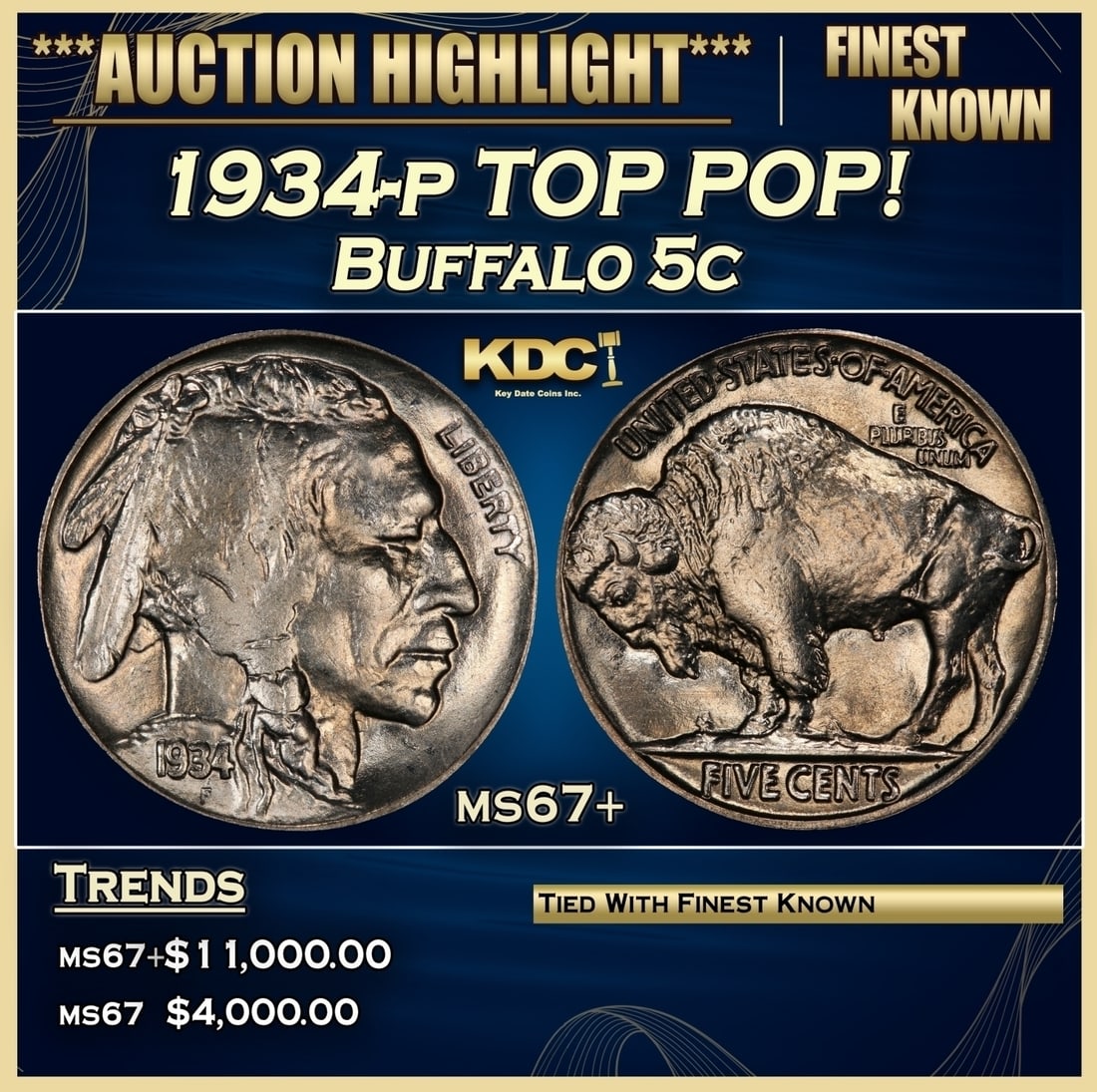 1934-p Buffalo Nickel TOP POP! 5c ms67+ SEGS (1 of 3)