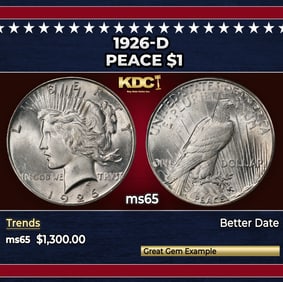 1926-d Peace Dollar $1 ms65 SEGS