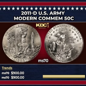 2011-d U.S. Army Modern Commem Half Dollar 50c ms70 SEGS