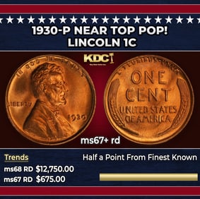 1930-p Lincoln Cent Near Top Pop! 1c ms67+ rd SEGS