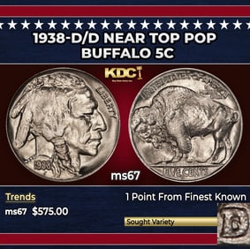 1938-d/d Buffalo Nickel Near Top Pop 5c ms67 SEGS