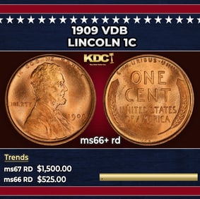 1909 VDB Lincoln Cent 1c ms66+ rd SEGS