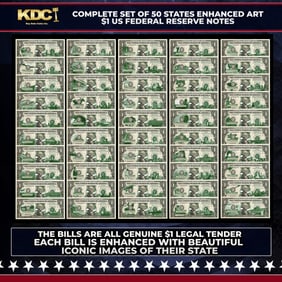 Complete Set of 50 States Enhanced Art $1 US Federal Reserve Notes (The Bills Are Real) Other Toy