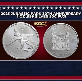 2023 Jurassic Park 30th Anniversary 1 oz .999 Silver 50c Fuji  Round