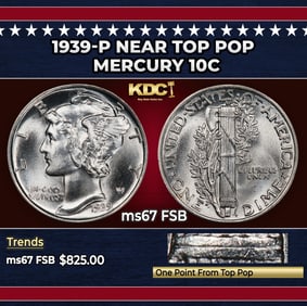 1939-p Mercury Dime Near Top Pop 10c ms67 FSB SEGS