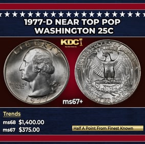 1977-d Washington Quarter Near Top Pop 25c ms67+ SEGS