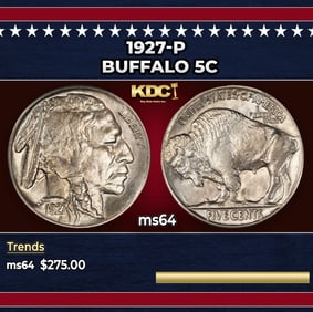 1927-p Buffalo Nickel 5c Grades ms64