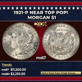 1921-p Morgan Dollar Near Top Pop! $1 ms67 SEGS