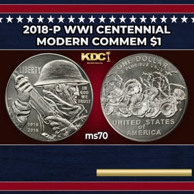 2018-p WWI Centennial Modern Commem Dollar $1 ms70 SEGS
