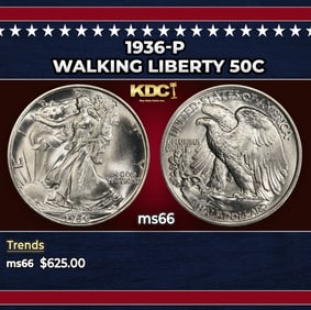 1936-p Walking Liberty Half Dollar 50c Grades ms66