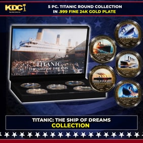 5 Coin Titanic Remembrance Gold Plated Round Collection