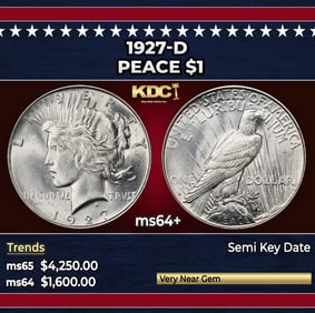 1927-d Peace Dollar $1 ms64+ SEGS