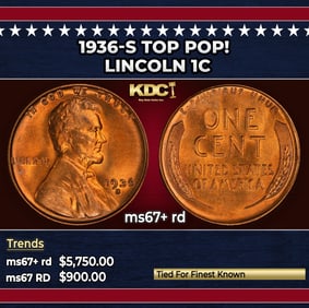 1936-s Lincoln Cent TOP POP! 1c ms67+ rd SEGS