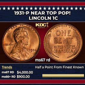 1931-p Lincoln Cent Near Top Pop! 1c ms67 rd SEGS