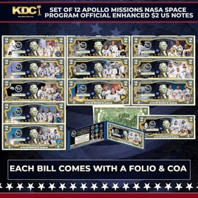 Set of 12 Apollo Missions NASA Space Program Official Enhanced $2 US Notes Other Toy