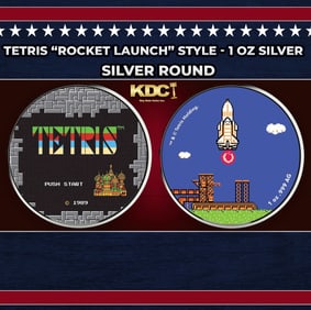 Tetris "Rocket Launch" Style - 1 oz Silver Round Round
