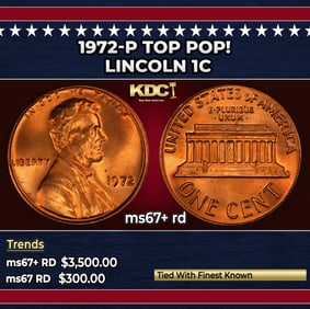 1972-p Lincoln Cent TOP POP! 1c ms67+ rd SEGS