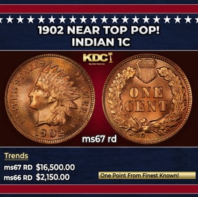 1902 Indian Cent Near Top Pop! 1c ms67 rd SEGS
