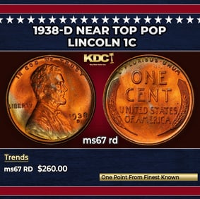 1938-d Lincoln Cent Near Top Pop 1c ms67 rd SEGS