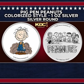 Pig Pen Peanuts Colorized Style - 1 oz Silver Round Round