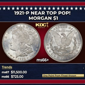 1921-p Morgan Dollar Near Top Pop! $1 ms66+ SEGS