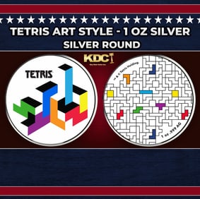 Tetris Art Style - 1 oz Silver Round Round