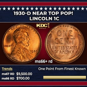 1930-d Lincoln Cent Near Top Pop! 1c ms66+ rd SEGS