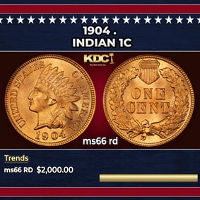 1904 Indian Cent . 1c ms66 rd SEGS