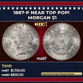 1887-p Morgan Dollar Near Top Pop! $1 ms67 SEGS