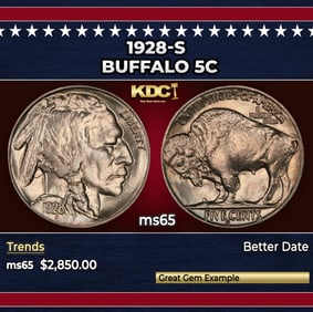1928-s Buffalo Nickel 5c ms65 SEGS