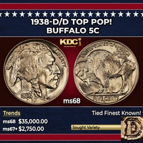 1938-d/d Buffalo Nickel TOP POP! 5c ms68 SEGS