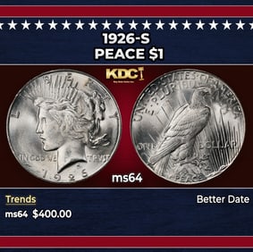 1926-s Peace Dollar $1 Grades ms64