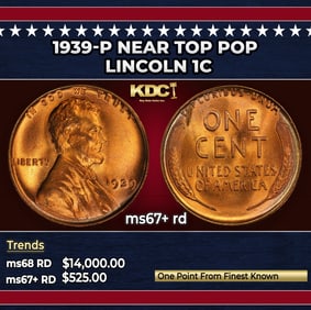 1939-p Lincoln Cent Near Top Pop 1c ms67+ rd SEGS
