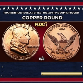 Franklin Half Dollar Style - 1oz .999 Fine Copper Round