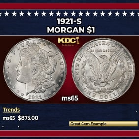 1921-s Morgan Dollar $1 Grades ms65